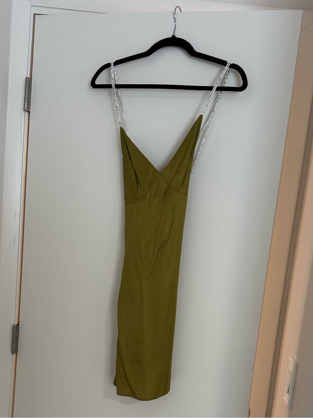 H&M Olive Slip Dress with Crystal Straps